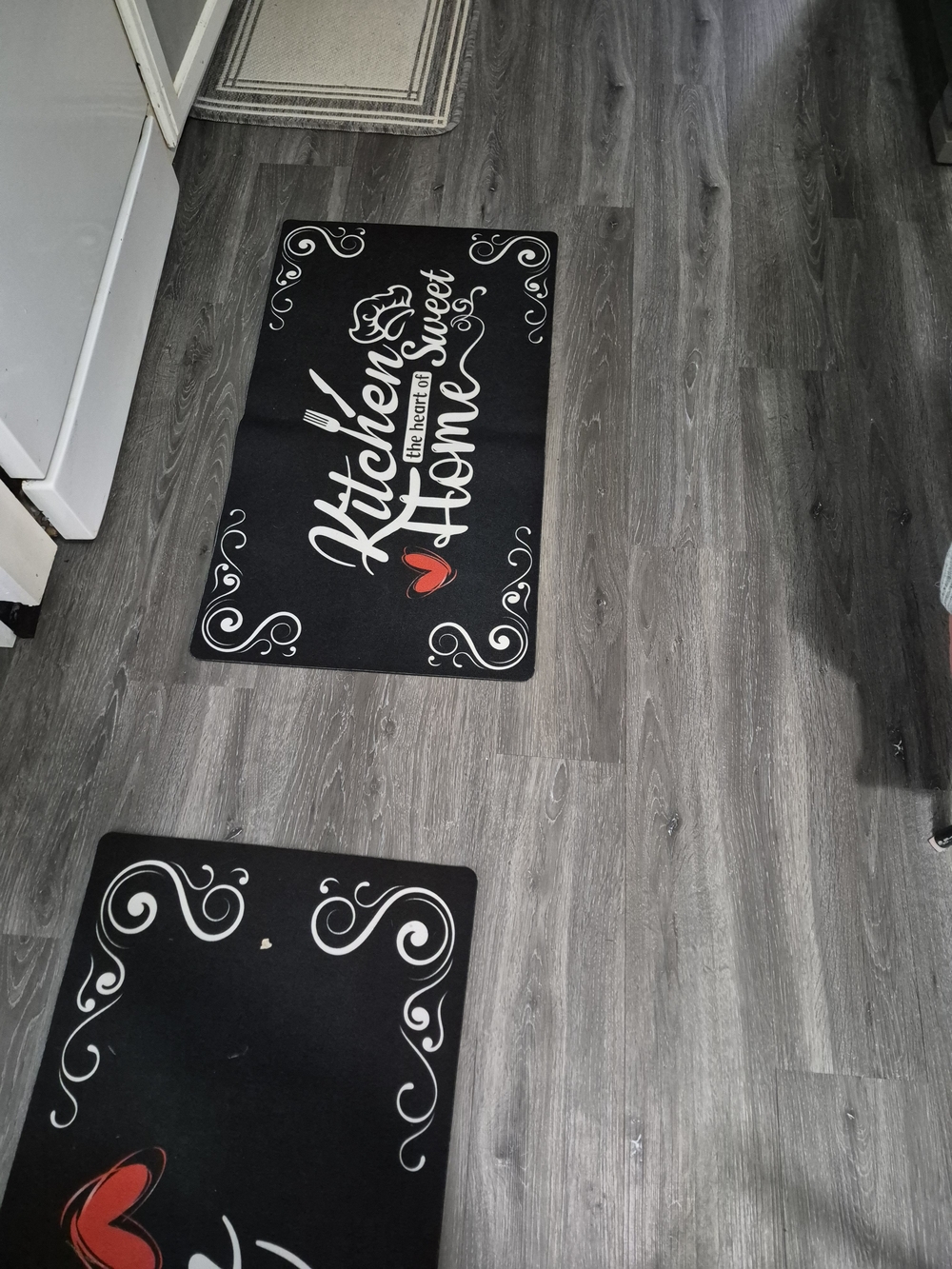 Kitchen Sweet Home Non-Slip Floor Mat - Black with Red Accent